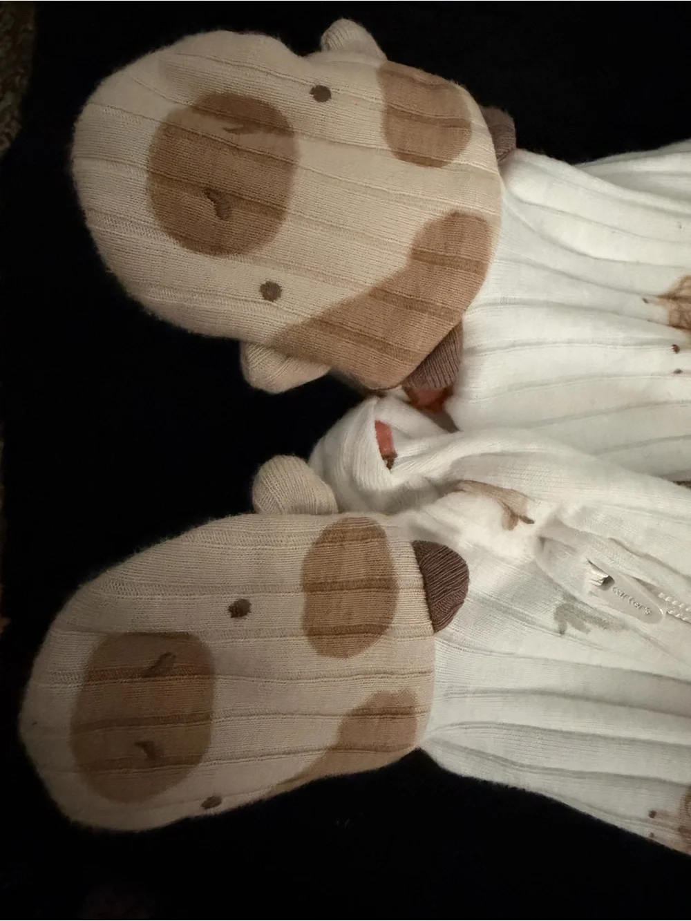 Carter's White Ribbed Farm Animal & Barn One-Piece